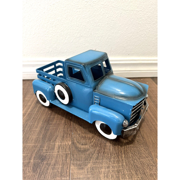 Blue Metal Tree Farm Truck Seasons Greetings Decor - Picture 4 of 7